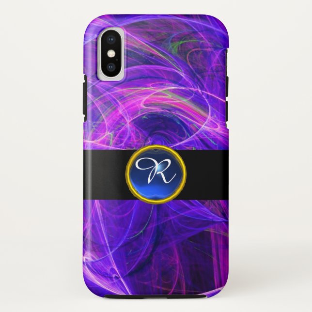 COQUES Case-Mate iPhone PHOTON FROID SAPPHIRE BLEU GEM STONE MONOGRAMME (Dos)