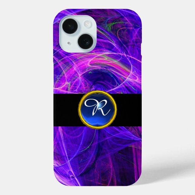 COQUES Case-Mate iPhone PHOTON FROID SAPPHIRE BLEU GEM STONE MONOGRAMME (Verso)