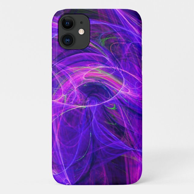 Coques Case-Mate iPhone PHOTON FROID Violet Bleu Frottis fractales (Dos)