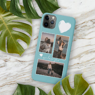 Case-Mate iPhone Case Photos et cœur sur bleu turquoise clair sarcelle