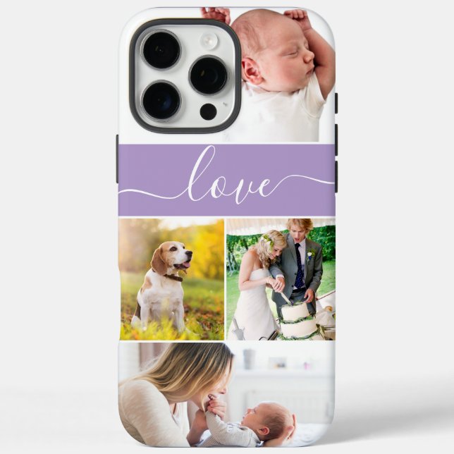 Coques Case-Mate iPhone Photos personnalisés Mémoires Amour Script violet  (Verso)