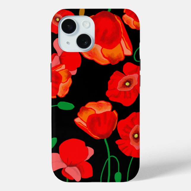 Coques Case-Mate iPhone Photos rouges sur arrière - plan noir (Verso)