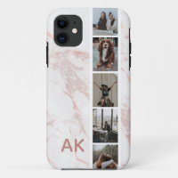 Photothèque en marbre rose Initiales personnalisée