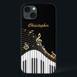 Case-Mate iPhone Case Piano Keyboard Music<br><div class="desc">Un motif noir,  or et blanc fait de notes musicales et d'un clavier de piano. Le boîtier téléphonique élégant parfait pour un amateur de musique,  musicien ou compositeur.</div>