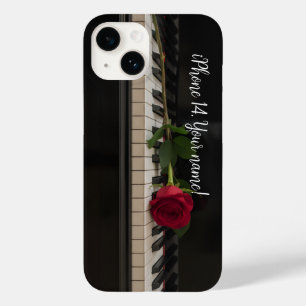 Coque Case-Mate iPhone Piano personnalisé avec une rose rouge - romantiqu