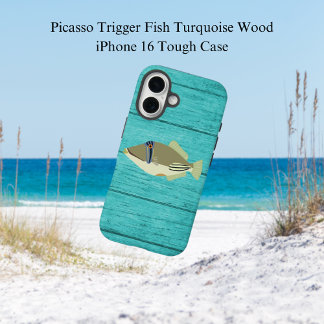 Coque Pour iPhone 16 Picasso Trigger Fish Turqouise Wood iPhone 16 Coqu