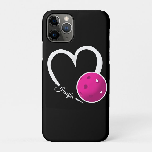 Coques Case-Mate iPhone Pickleball Amour Coeur blanc Magenta Pickleball (Dos)