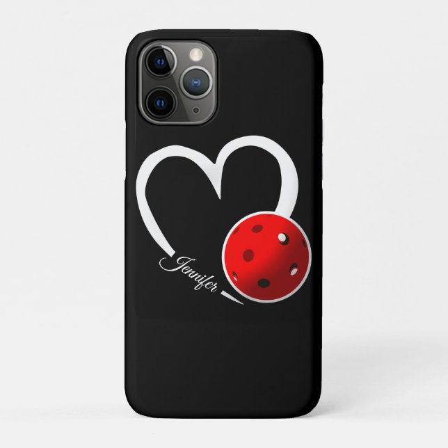 Coques Case-Mate iPhone Pickleball Amour Coeur Blanc Pickleball Rouge (Dos)