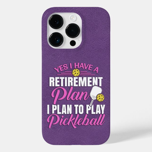 Coques Case-Mate iPhone Pickleball en cuir violet amusant (Verso)