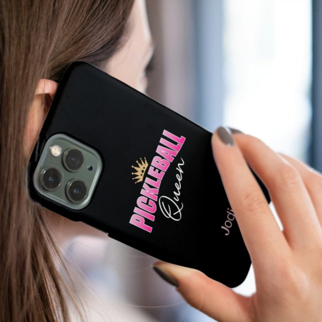 Coques Case-Mate iPhone Pickleball Queen rose et blanc Couronne or (Créateur téléchargé)