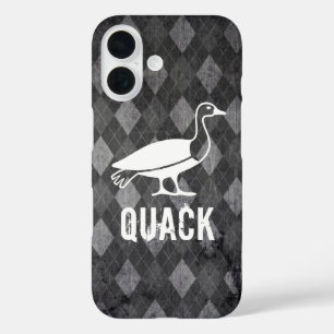 Coque Pour iPhone 16 Pictogramme de canard sur le Jacquard noir Grunge