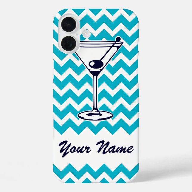 Coques Case-Mate iPhone Pictogramme Martini avec Motif Blue Chevron (Verso)