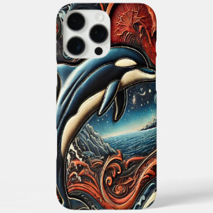 Coque iPhone 16 Pro Max Pièce d'art dynamique du dauphin