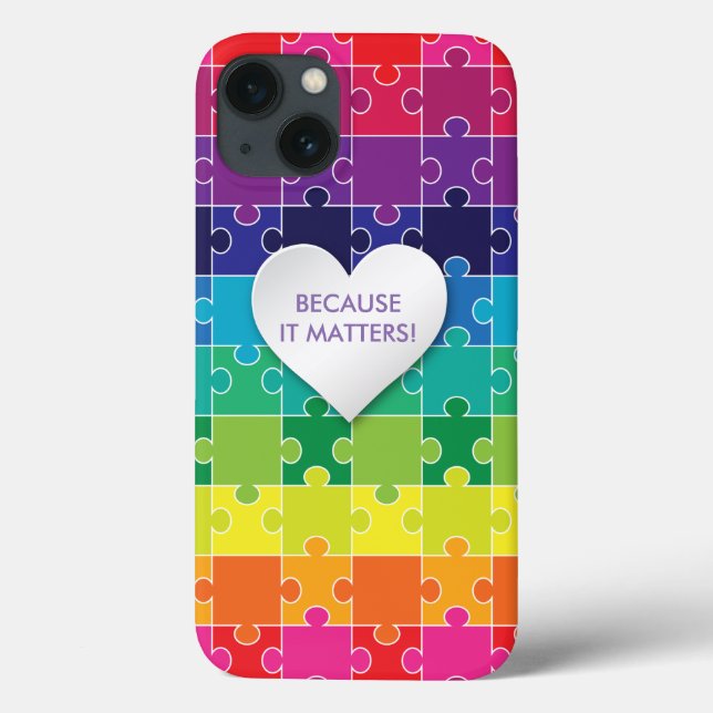 Coques Case-Mate iPhone Pièce de puzzle arc-en-ciel de sensibilisation à l (Verso)