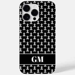 Coque Case-Mate iPhone Pièce d'échecs noir et blanc monogramme personnali