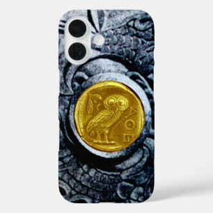 COQUE POUR iPhone 16 PIÈCE D'OR ANTIQUE OWL AVEC GRIFFONS D'ARGENT