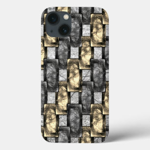 Case-Mate iPhone Case Pièces rectangulaires dorées grises sculptées et t