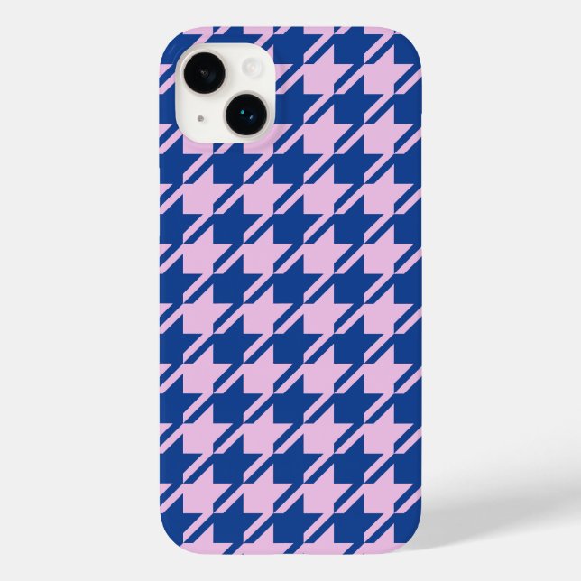 Coques Case-Mate iPhone Pied de fond rose+Motif bleu (Verso)