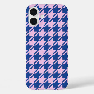 Coque Pour iPhone 16 Plus Pied de fond rose+Motif bleu