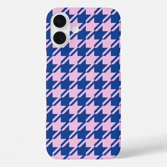 Coques Case-Mate iPhone Pied de fond rose+Motif bleu (Verso)