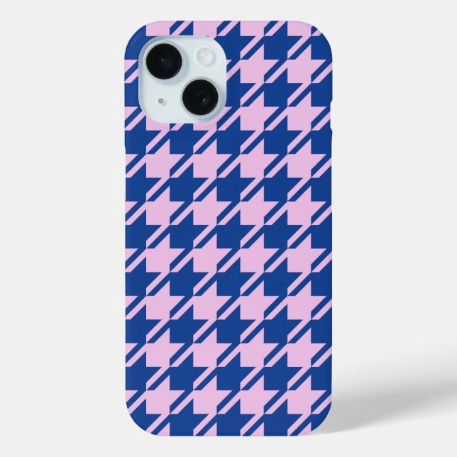 Coques Case-Mate iPhone Pied de fond rose+Motif bleu (Verso)