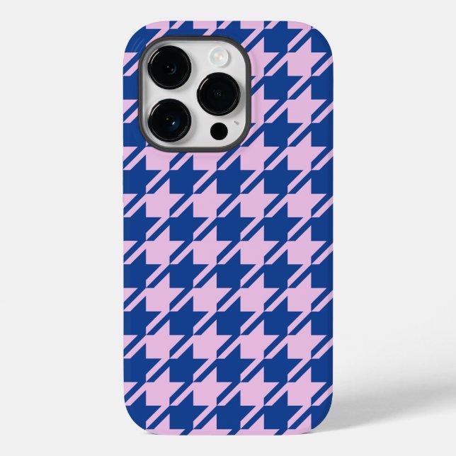Coques Case-Mate iPhone Pied de fond rose+Motif bleu (Verso)