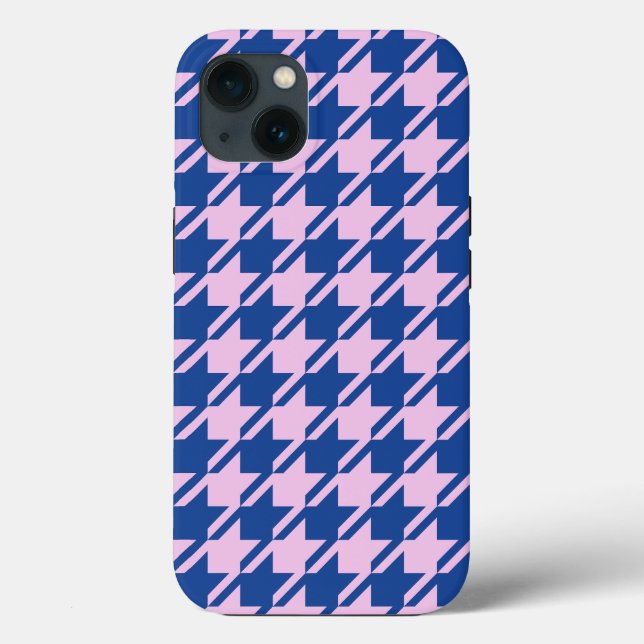 Coques Case-Mate iPhone Pied de fond rose+Motif bleu (Verso)