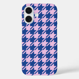 Coque Pour iPhone 16 Pied de fond rose+Motif bleu