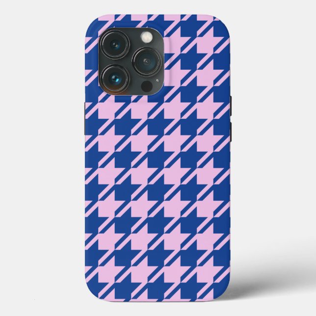 Coques Case-Mate iPhone Pied de fond rose+Motif bleu (Verso)