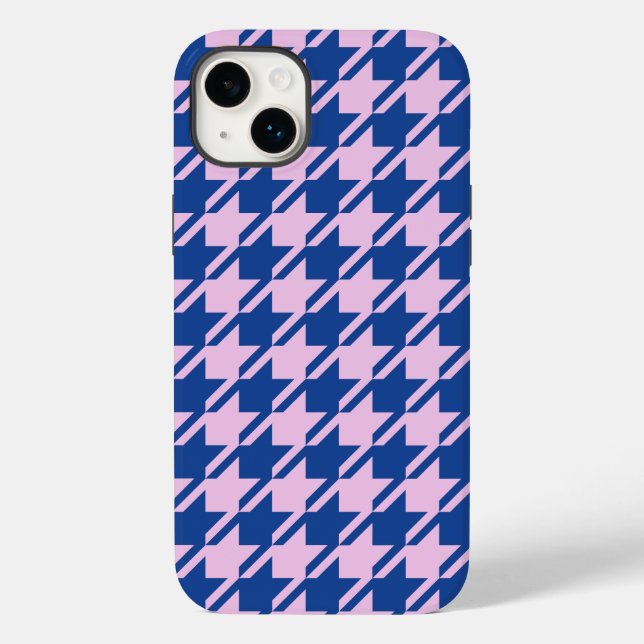 Coques Case-Mate iPhone Pied de fond rose+Motif bleu (Verso)