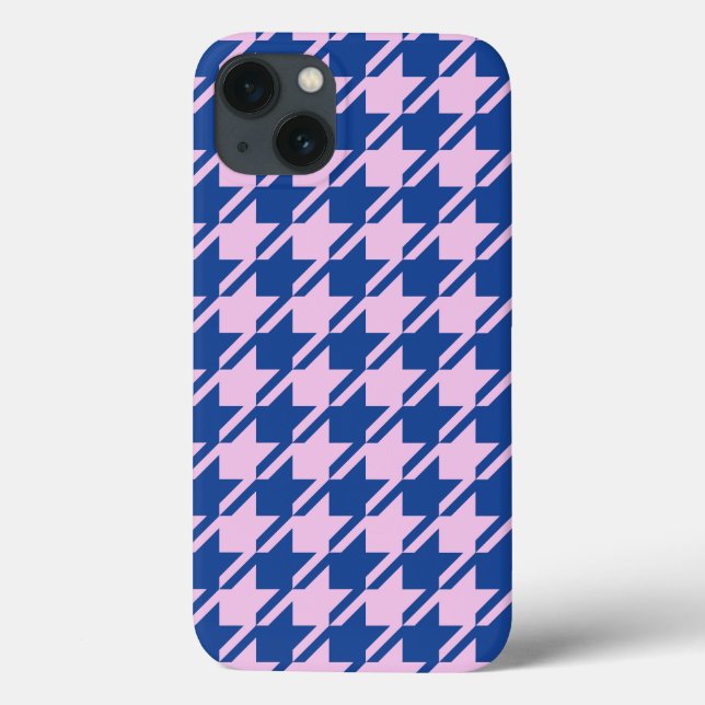 Coques Case-Mate iPhone Pied de fond rose+Motif bleu (Verso)