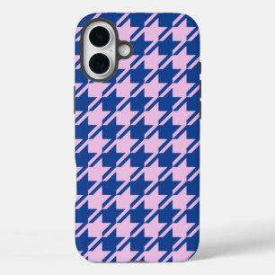 Coque Pour iPhone 16 Plus Pied de fond rose+Motif bleu