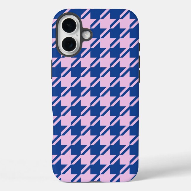 Coques Case-Mate iPhone Pied de fond rose+Motif bleu (Verso)