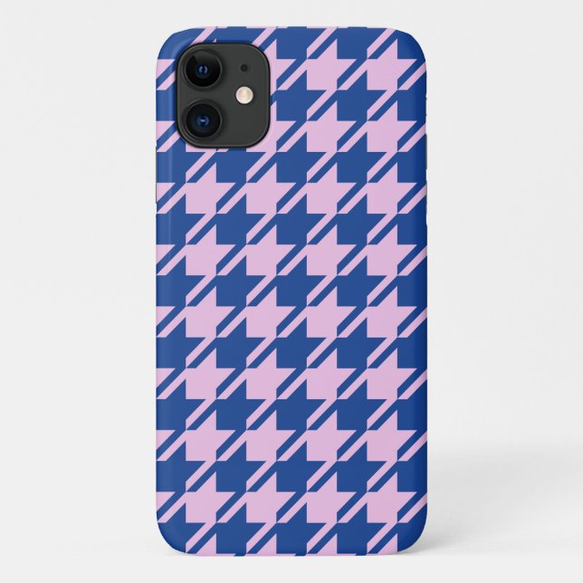 Coques Case-Mate iPhone Pied de fond rose+Motif bleu (Dos)