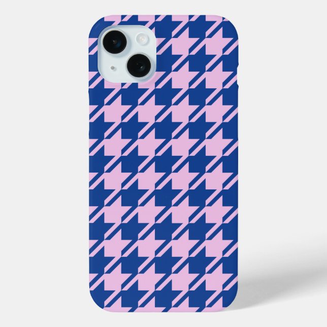 Coques Case-Mate iPhone Pied de fond rose+Motif bleu (Verso)