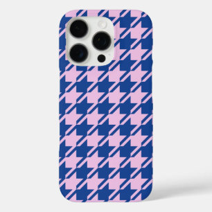 Coque iPhone 16 Pro Pied de fond rose+Motif bleu