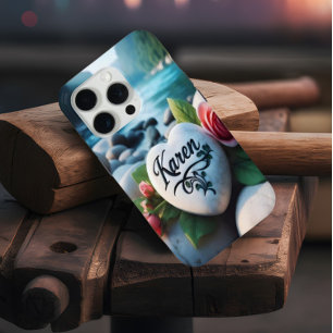 Coque Case-Mate iPhone Pierre de coeur de Karen au bord de la rivière