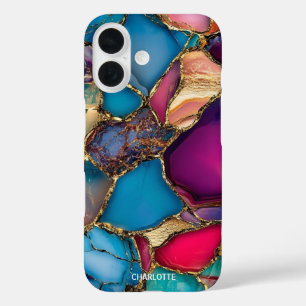 Coque Pour iPhone 16 Pierre en marbre doré moderne
