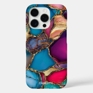 Coque iPhone 16 Pro Pierre en marbre doré moderne