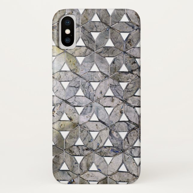 Coques Case-Mate iPhone Pierre grise naturelle Mosaïque motif fleur de vie (Dos)