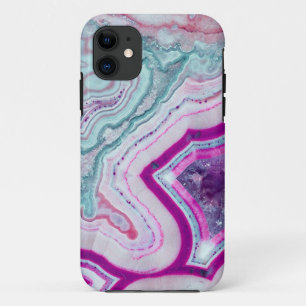 Coque iPhone 11 Pierre pourpre de minerai de Geode de turquoise