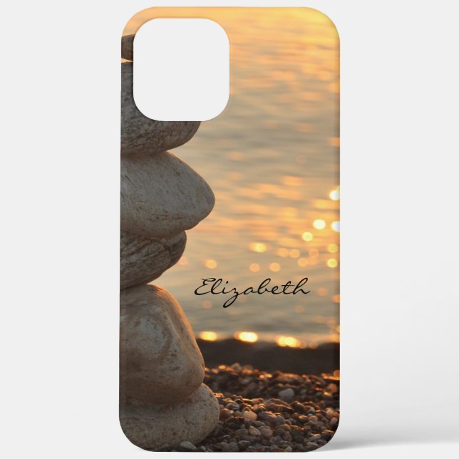 Coques Case-Mate iPhone Pierres Zen Coucher de soleil sur l'océan (Verso)