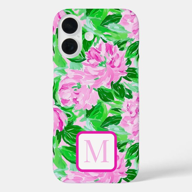Coques Case-Mate iPhone Pies roses Fleurs Motif Monogramme (Verso)
