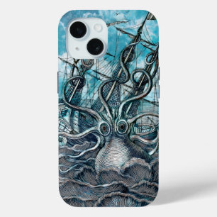 Coque Case-Mate iPhone Pieuvre géante monstre marin bleu voilier 