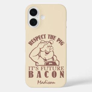 Coque Pour iPhone 16 PIG TO BACON personnalisés nom et couleur des cas 