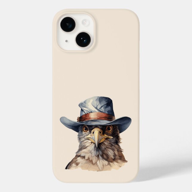 Coques Case-Mate iPhone pigeon drôle portant un casquette cowboy, aquarell (Verso)