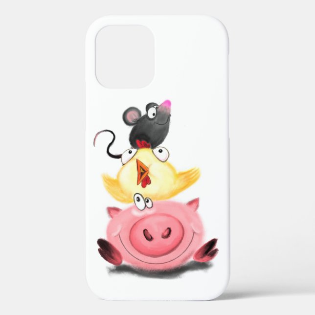 Coques Case-Mate iPhone Piggy Chick and Mouse Friends Fun (Verso)