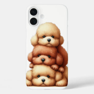COQUE POUR iPhone 16 PLUS PILE ADORABLE POODLE PUPPY CHIENS