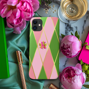 Case-Mate iPhone Case Pilote de Jacquard rose et vert élégant