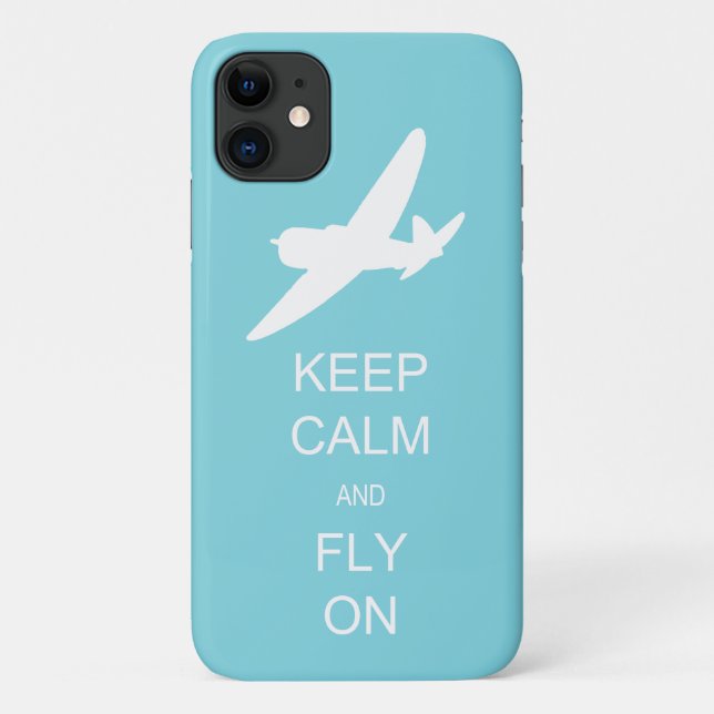 Coques Case-Mate iPhone Pilote Sky Blue Gardez le calme et volez en vol (Dos)